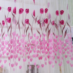 Romantiline tulbiprint Voile l&auml;bipaistev kardinakardina jaotur ukseakna jaoks