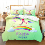 Kodune voodipesukomplekt Unicorn Print Padjap&uuml;&uuml;r ja tekikate Voodipesukomplekt Tekikott t&auml;issuuruses &uuml;he-/kaheinimesevoodi kodukaunistus Baby 100x135cm