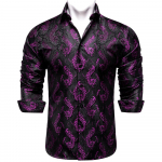 Dibangu Silk meeste s&auml;rgid pikkade varrukatega Slim Fit s&auml;rk Meestele Lilla Paisley pluus &Uuml;ler&otilde;ivad L patriarh