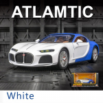 1/24 Scale Bugatti Atlantic Supercar Diecast automudeli m&auml;nguasi, tagasit&otilde;mmatav m&auml;nguasi koos heli ja valgusega lastele V&auml;ikelaste poiste t&uuml;drukute kingituste kollektsioon 1/24- 20x8x5.3cm sinine/valge
