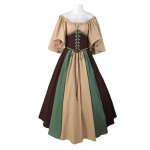 Naiste Halloweeni kleit Halloweeni peokost&uuml;&uuml;m Lendav varrukas, joon, suur &auml;&auml;ris, &otilde;lgadeta plisseeritud kitsas v&ouml;&ouml;koht Keskaegne vintage maksikleit 2XL lilla