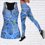 Blue Crossing Lines Print joogariietus naistele Mood Treening Retuusid Fitness Sport Vabaaja joogap&uuml;ksid XS