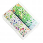 12 tk Kevadiste lilledega Washi teipide komplekt 15 mm rohelise taime lillega kuldfooliumiga kleeplindiga karbi pakkimine dekoratiivkleebis