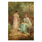 Renessansi esteetika Hans Zatzka maalide reproduktsioonitr&uuml;kised Plakat Noble Lady In the Garden L&otilde;uendimaal Seinakunst Cuadros 30x40cm no frame
