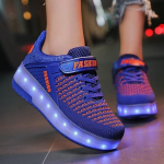 4 v&auml;rvi laste LED-tossud kahe/&uuml;he rattaga poiste t&uuml;drukute rulluisud vabaajajalats rulluisudega laste poiste t&uuml;drukute m&auml;nguasjadega 28 & One wheel sinine