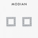 Modian Square l&auml;bipaistvad CZ-k&otilde;rvar&otilde;ngad naistele 925 Sterling H&otilde;bedast moodsad k&otilde;rvar&otilde;ngad Lihtsad peol peened ehted kingitused h&otilde;be