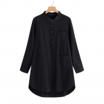 ZANZEA vintage naiste pikkade varrukatega V-kaelusega n&ouml;&ouml;bid taskutega pikk s&auml;rkkleit 5XL punane