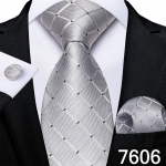 H&otilde;behall 8,5 cm kaelasideme komplekt meestele T&auml;istriibuline siidist lips Hanky ​​mansetin&ouml;&ouml;bid Pulma&auml;ri lips N-7606