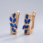 1 paar ruudukujulised sinise lehega tsirkoonist k&otilde;rvar&otilde;ngad naistele kuldset v&auml;rvi trendikad v&auml;rvilised kalliskivid k&otilde;rvar&otilde;ngad ehted sinine