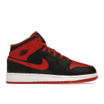 Air Jordan 1 Mid GS Alternate Bred laste tossud, mustad tule-punased valged DQ8423-060 37.5