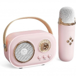 Laste karaokemasin minimikrofoniga: Muusika Laste m&auml;nguasjad, mis sobivad t&uuml;drukutele J&otilde;ulu-s&uuml;nnip&auml;evakingitus M&auml;nguasi Kaasaskantav Bluetooth-k&otilde;lar roosa
