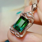 POMOiii uus tipptasemel mood roheline ristk&uuml;likukujuline smaragd-turmaliinist ripats naiste roosa kullaga kaetud rangluu kett naistele s&otilde;brap&auml;eva kingitus roheline