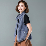 Western Style teksavest naiste kevad- ja s&uuml;gisstiilis, lahtine seisev krae, l&uuml;hike camisole vest naiste &uuml;ler&otilde;ivaste jaoks, trendikas 3XL