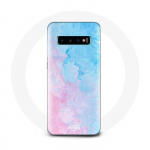 &Uuml;mbris Samsung Galaxy s10 pluss roosa sinise taustaga
