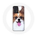 Coque pour Samsung Galaxy A13 5G &Eacute;pagneul nain continental papillon Chiot Blanc et marron