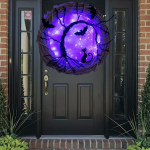Halloween Wreath for Door Creepy Light up Hanging Spooky Porch Creative Garland