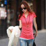 Moodne elastne Slim Fit rev&auml;&auml;r L&uuml;hikeste varrukatega T-s&auml;rk naiste 95 puuvillane alumine s&auml;rk top S must