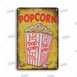 Kiirtoidukaunistused, pitsa, hot dog, hamburgerid, j&auml;&auml;tis, friikartulid, popkorn, metallist vintage-tahvel, retro-metallist plakat, plekk-silt, k&ouml;&ouml;gikaunistused 20x30cm