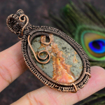 Natural Rhodochrosite Gemstone Handmade Copper Wire Wrap Pendant 2.76 i4j95