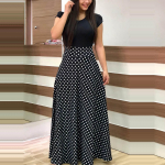 Naiste mood vabaaja lilledega tr&uuml;kitud maksikleit l&uuml;hikeste varrukatega peokleit L must