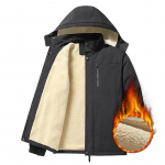 Meeste talvine tuulekindel fliisvoodriga jakk kapuutsiga, soe hingav lukuga sherpa voodriga dressipluus, mugavad pikkade varrukatega jakid meestele 2XL must