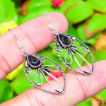 Natural Amethyst Gemstone Handmade 925 Sterling Silver Earring 2.01 y7t77