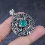 Natural Green Onyx Gemstone Handmade 925 Sterling Silver Gift Pendant 1.75 q3l95