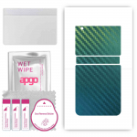 apgo Kaitsev nahakleebis seljale, mis &uuml;hildub Samsung Galaxy Z Flip 3-ga, &uuml;mbriskile, foolium, vin&uuml;&uuml;l &ndash; mustriga s&uuml;sinik-kameeleon CAKA1