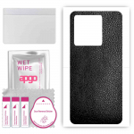 apgo Protective Skin Sticker for the back compatible with Motorola Edge 40 Neo, Wrap Film, Foil, Vinyl - Pattern Black Leather