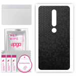 apgo Protective Skin Sticker for the back compatible with Nokia 6.1, Wrap Film, Foil, Vinyl - Pattern Black Honeycomb