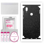 apgo Protective Skin Sticker for the back+sides compatible with vivo Z3, Full Wrap Film, Foil, Vinyl - Pattern Black Honeycomb