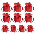 1 komplekti kommikarp peen mustriga erksav&auml;rviline kuusnurkne 3D visuaalne efekt Korduvkasutatav pulmasoov Kingipakend kommikarp maiustuste konteiner punane