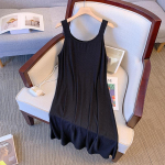 Naiste suures suuruses p&auml;itsetega kleit keskmise pikkusega &uuml;hev&auml;rviline vertikaalne Sense avara varrukateta kleit kevad-suvel 6XL must