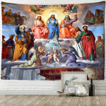 Jeesus Ingel Lapsed Gobel&auml;&auml;n Seinaripp Religioon Vintage kunst M&uuml;stik Hippy Tapez Kodukaunistus Taustakangas 400x220cm