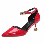 Moodsad naistejalatsid Naiste pumbad, teravate varvastega pandlad, rihmad Sandaalid tikk-kontsad Daami lahedad punased kontsakingad, suur suurus 34 punane