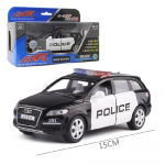 1/32 skaala Q7 diisel, sulamist politseiauto mudel, s&otilde;iduk, tagasit&otilde;mmatud, 4 ust lahti, heli ja valgus, laste m&auml;nguasi 1/32-Size:16*6.5*6cm must