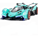 1/32 M&auml;nguautod Lambo V12 v&otilde;idus&otilde;iduautode m&auml;nguasjade mudel, survevalatud tagasit&otilde;mmatav mudel heli ja kerge m&auml;ngus&otilde;idukiga &uuml;le 3-aastaste poiste festivali kinkeautole 1/32-Size:15.3*7.2*3.4cm sinine