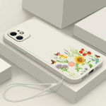 N75 Butterflies lilled kaelapaelaga silikoonist sirge servaga telefoni&uuml;mbrised iPhone 15 Pro Max jaoks Samsung A54 A14 S23 S24 Ultra S20 FE p&otilde;rutuskindel kate for iPhone 15 Plus