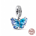 100% 925 Sterling H&otilde;be Sinine Ookeaniloomade Helendav Liblika Krabi Amulett Helmed Sobivad 925 Originaal K&auml;ev&otilde;rudele Luksuslik DIY Ehted