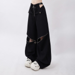 Streetwear cargo p&uuml;ksid naistele Y2k kotid Techwear laia s&auml;&auml;rega p&uuml;ksid seksikad k&otilde;rge v&ouml;&ouml;kohaga v&auml;ljal&otilde;igetega hall must Pantalones Mujer L must