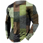 Vintage meeste pikkade varrukatega T-s&auml;rk Lapiga T-s&auml;rk Topid Ruuduline T-s&auml;rk meestele 3D triibulised tr&uuml;kitud r&otilde;ivad Suurem&otilde;&otilde;tmelised t&auml;navar&otilde;ivad 5xl 3XL