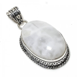 Rainbow Moonstone Gemstone 925 Sterling Silver Jewelry Pendant 2.01 g3d46