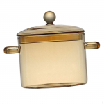 L&auml;bipaistvast klaasist pott k&auml;epideme ja kaanega &ndash; mitmek&uuml;lgne k&ouml;&ouml;gitarvete komplekt clear brown 1300ml