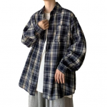 Retro ruuduline s&auml;rgi mantel rev, pikkade varrukatega avara s&auml;rgiga, &uuml;he rinnaga taskuga meeste vabaaja jope 3XL pruun