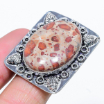 Natural Leopard Skin Jasper Gemstone 925 Sterling Silver Ring Size 7 b6f74