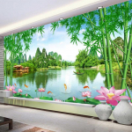 Fototapeet 3D Bambusest Lootose Loodus Maastiku Seinapildid Elutuba Teler Diivan Taust Seinakaunistus 200 cm(W) x 140 cm(H)