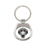 Deerhound, Scottish Deerhound - geometric keychain with a photo and the inscription Art-Dog