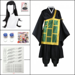 Anime Jujutsu Kaisen Geto Suguru Cosplay Kost&uuml;&uuml;m Must Sinine Kimono Koolivorm Anime Riided Halloweeni Kost&uuml;&uuml;mid Naistele Mees L-(Full set+wig)