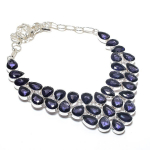 Natural Amethyst Gemstone Handmade 925 Sterling Silver Jewelry Necklace 18 r3w05