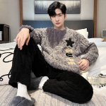 Meeste pidžaama korallifliisist s&uuml;gis- ja talvine pluss sametist paksendatud meeste poiste talvesoe flanellist koduteenindus&uuml;likond 3XL